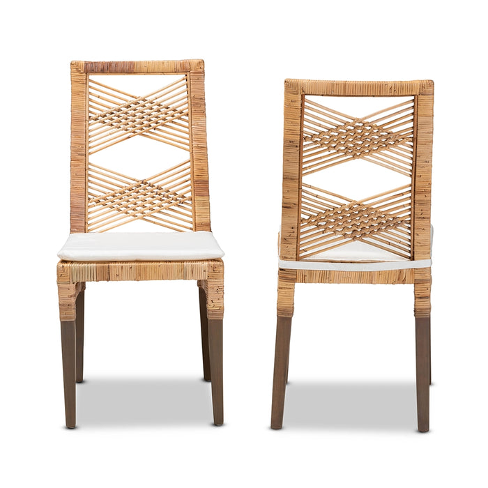 Poltak Bohemian Rattan 2 Piece Dining Set