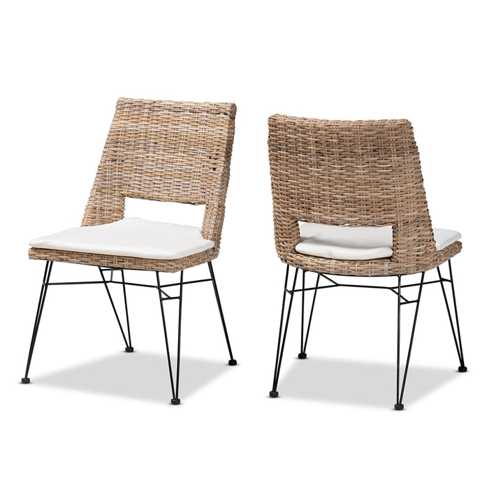 Nafaro Ratan Dining Chair W/Cushion Set of 2/Greywashed Natural