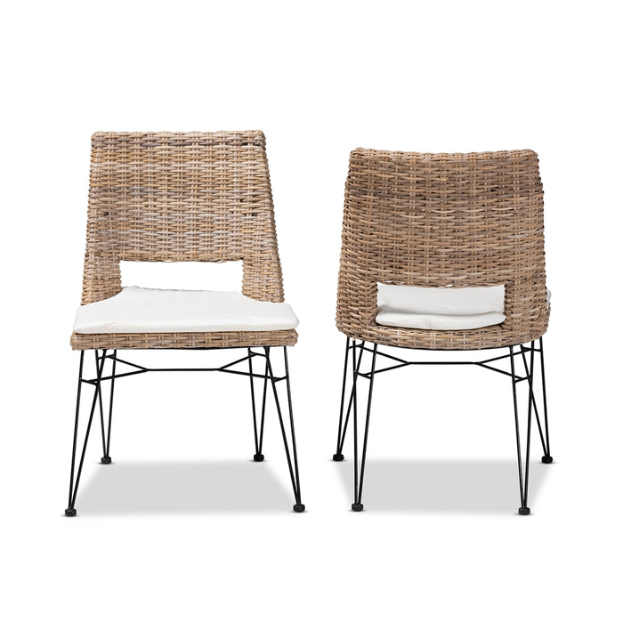 Nafaro Ratan Dining Chair W/Cushion Set of 2/Greywashed Natural