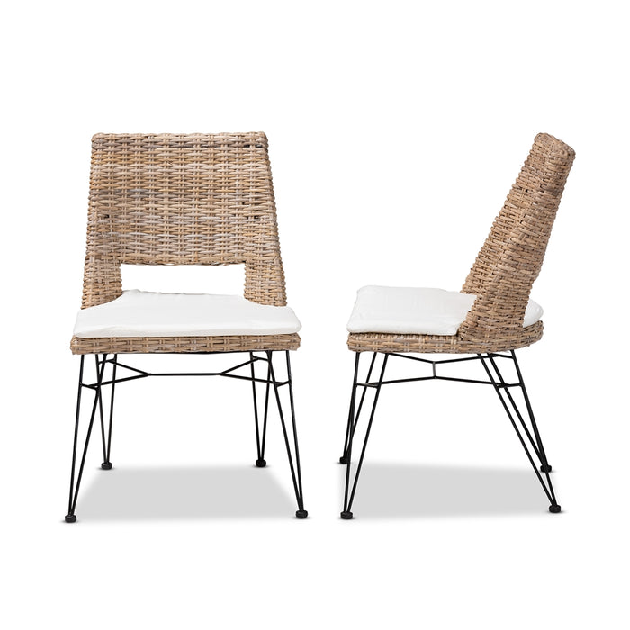 Nafaro Ratan Dining Chair W/Cushion Set of 2/Greywashed Natural