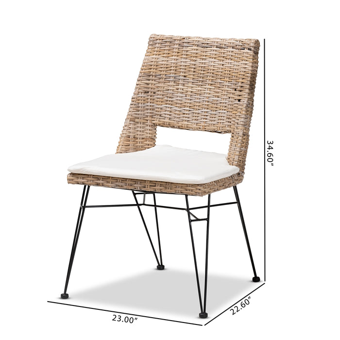 Nafaro Ratan Dining Chair W/Cushion Set of 2/Greywashed Natural