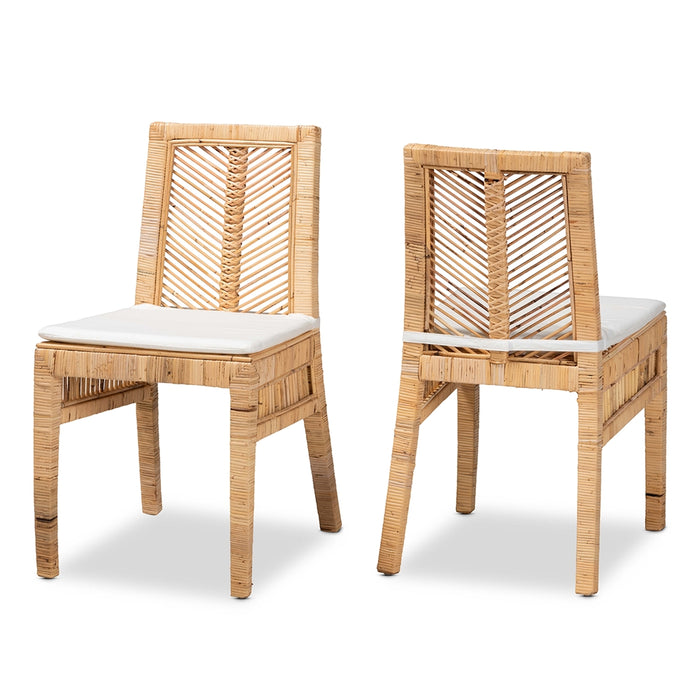 Suci Bohemian Rattan 2 Piece Dining Chair Set