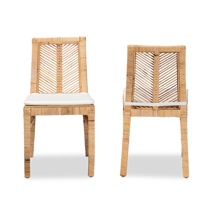 Suci Bohemian Rattan 2 Piece Dining Chair Set