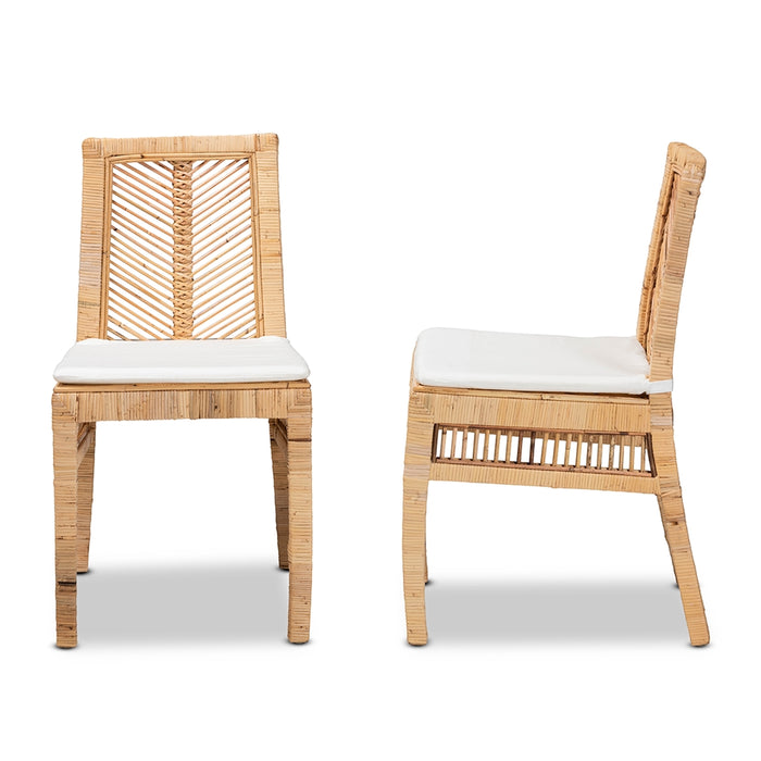 Suci Bohemian Rattan 2 Piece Dining Chair Set