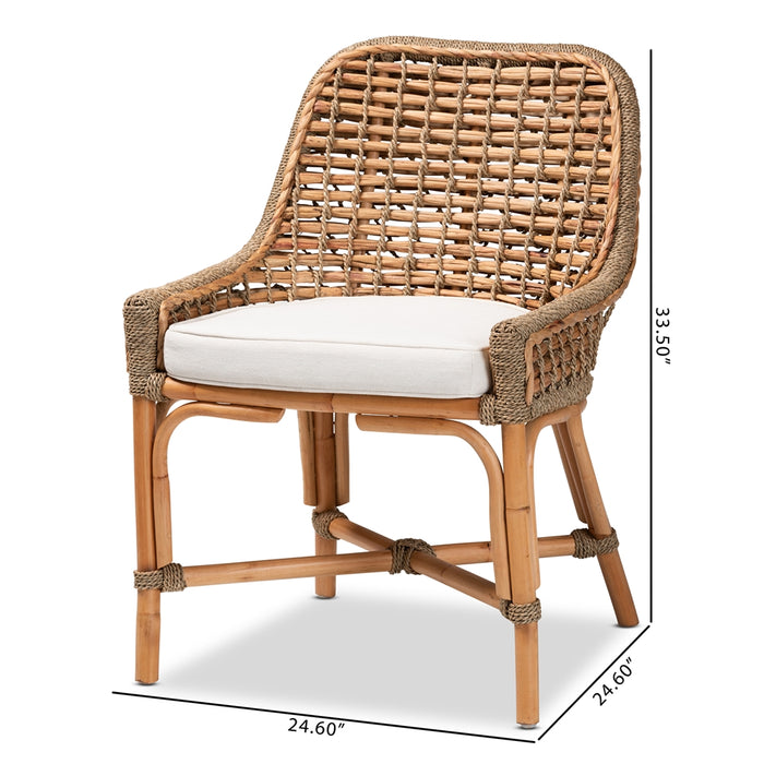 Kyle Natural Rattan & Seagrass Dining Chair with Removable Cushion