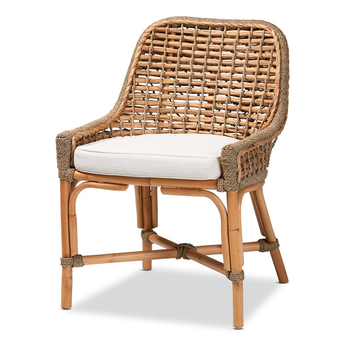 Kyle Natural Rattan & Seagrass Dining Chair with Removable Cushion
