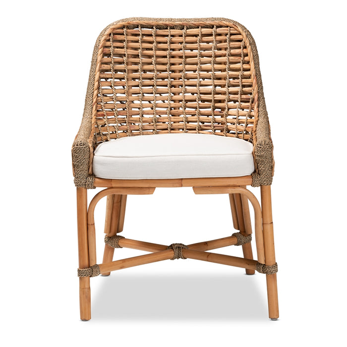 Kyle Natural Rattan & Seagrass Dining Chair with Removable Cushion