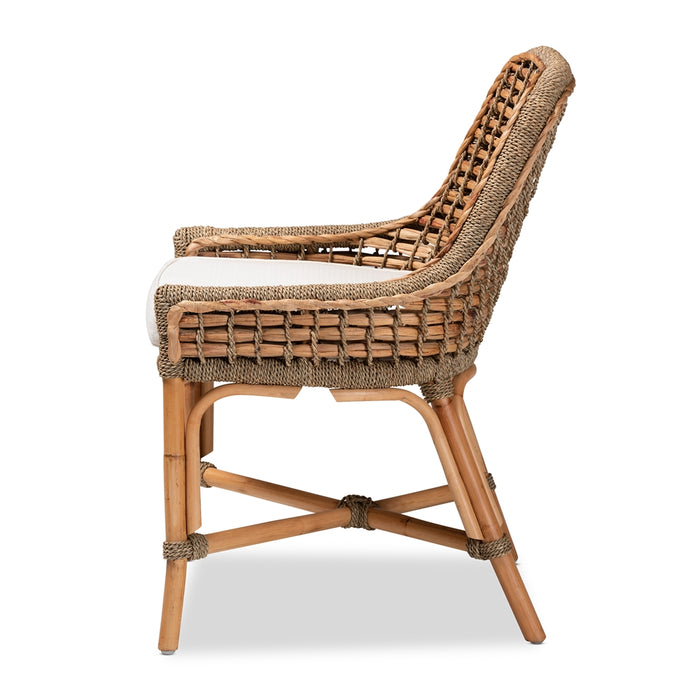 Kyle Natural Rattan & Seagrass Dining Chair with Removable Cushion