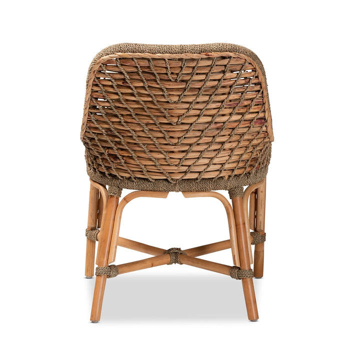 Kyle Natural Rattan & Seagrass Dining Chair with Removable Cushion