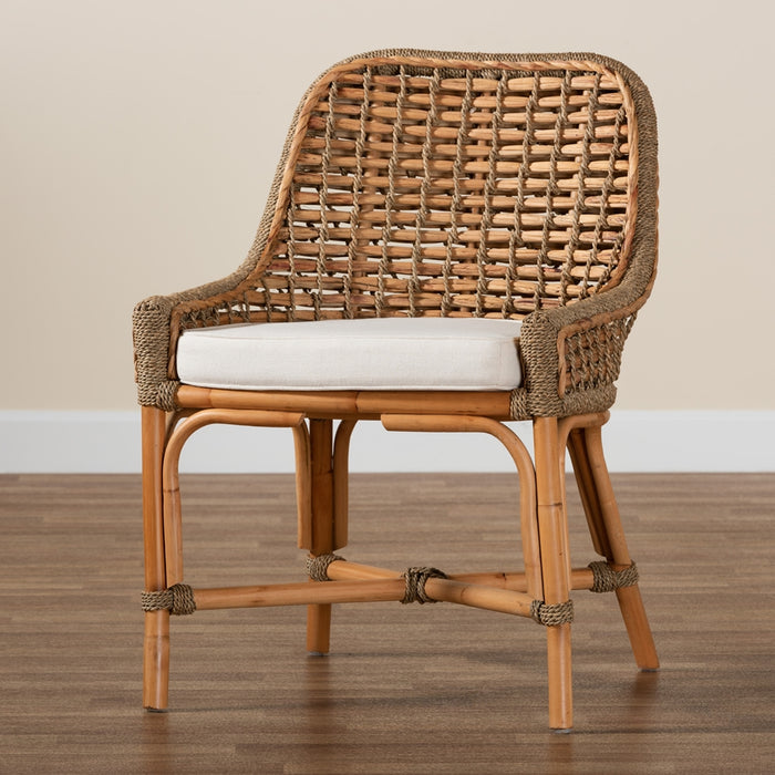Kyle Natural Rattan & Seagrass Dining Chair with Removable Cushion