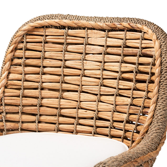Kyle Modern Bohemian Rattan Counter Stool with Cushion