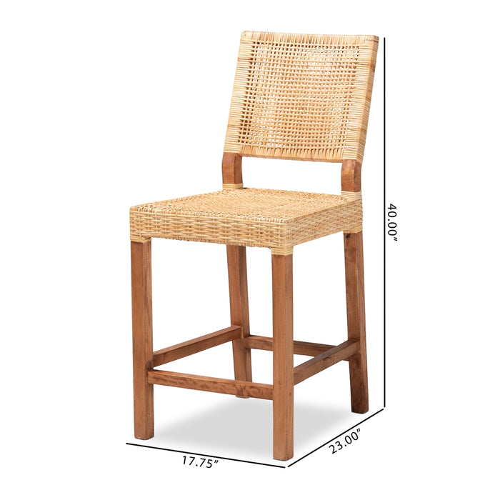 Lesia Natural Rattan Counter Stool – Bohemian Mango Wood Frame