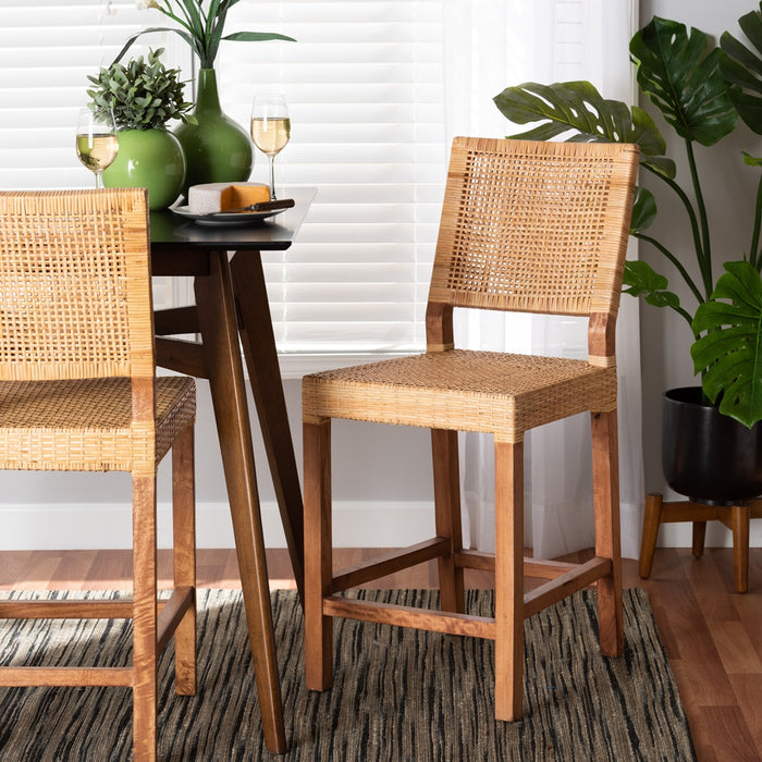 Lesia Natural Rattan Counter Stool – Bohemian Mango Wood Frame