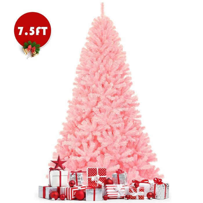 7.5 Feet Hinged Artificial Pink Christmas Tree
