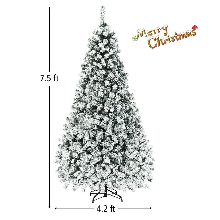 6 Feet Pre Lit Premium Snow Flocked Hinged Artificial Christmas Tree