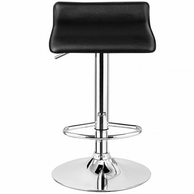 PU Leather Backless Bar Stools Set Of 2/Black