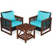 3 Pcs Patio Wicker Furniture Sofa Set with Wooden Frame and Cushion - Cool Stuff & Accessories