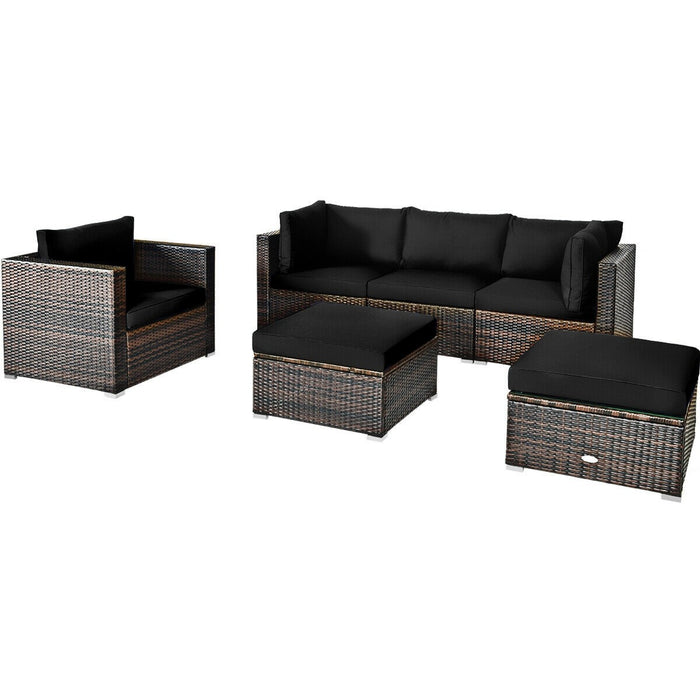 6 Pcs Patio Rattan Sectional Cushion Furniture Set - Cool Stuff & Accessories