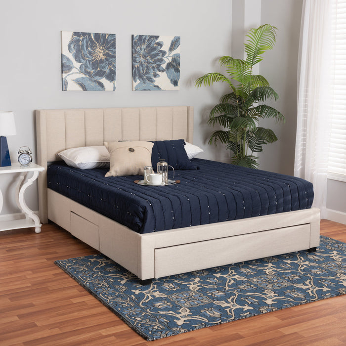 Coronado Queen Storage Platform Bed – Beige Mid-Century