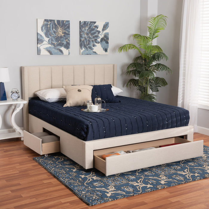 Coronado Queen Storage Platform Bed – Beige Mid-Century