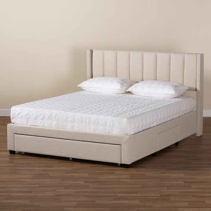 Coronado Queen Storage Platform Bed – Beige Mid-Century