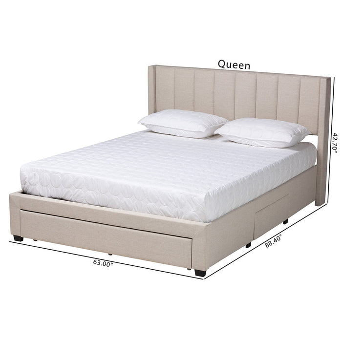 Coronado Queen Storage Platform Bed – Beige Mid-Century
