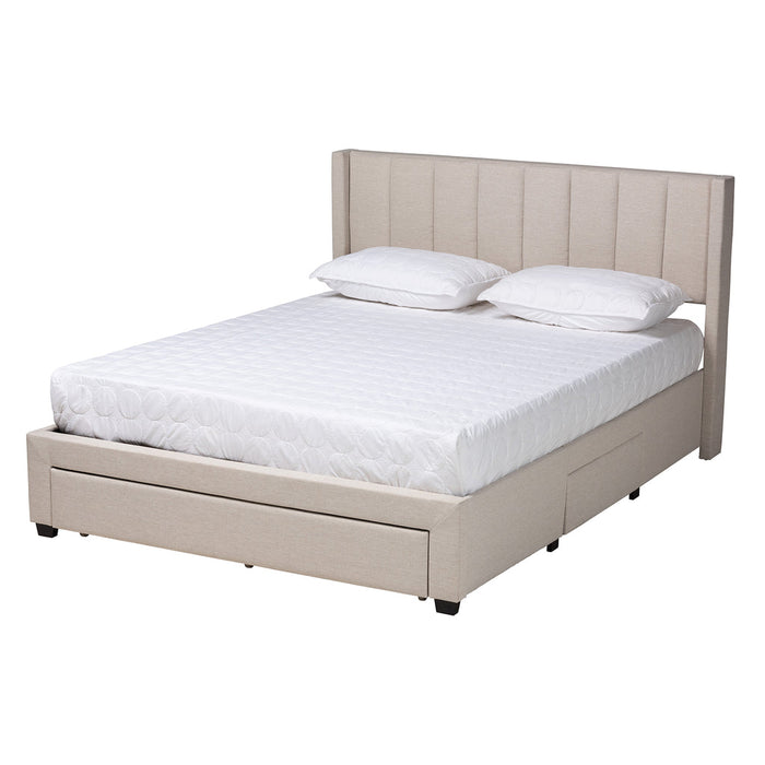 Coronado Queen Storage Platform Bed – Beige Mid-Century