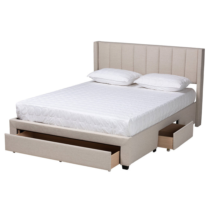Coronado Queen Storage Platform Bed – Beige Mid-Century