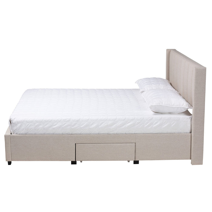 Coronado Queen Storage Platform Bed – Beige Mid-Century