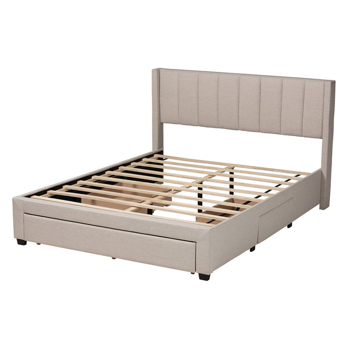 Coronado Queen Storage Platform Bed – Beige Mid-Century