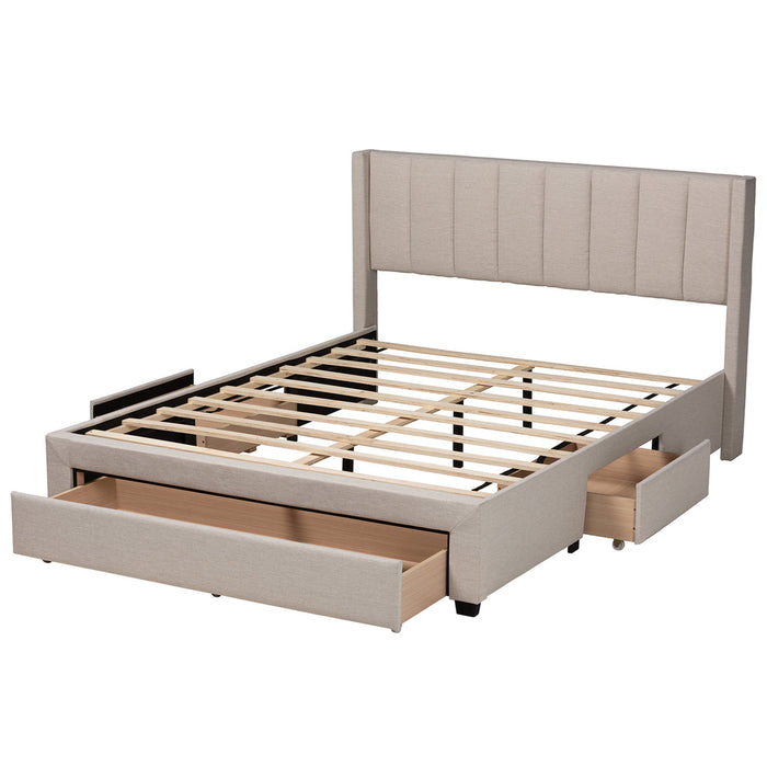 Coronado Queen Storage Platform Bed – Beige Mid-Century