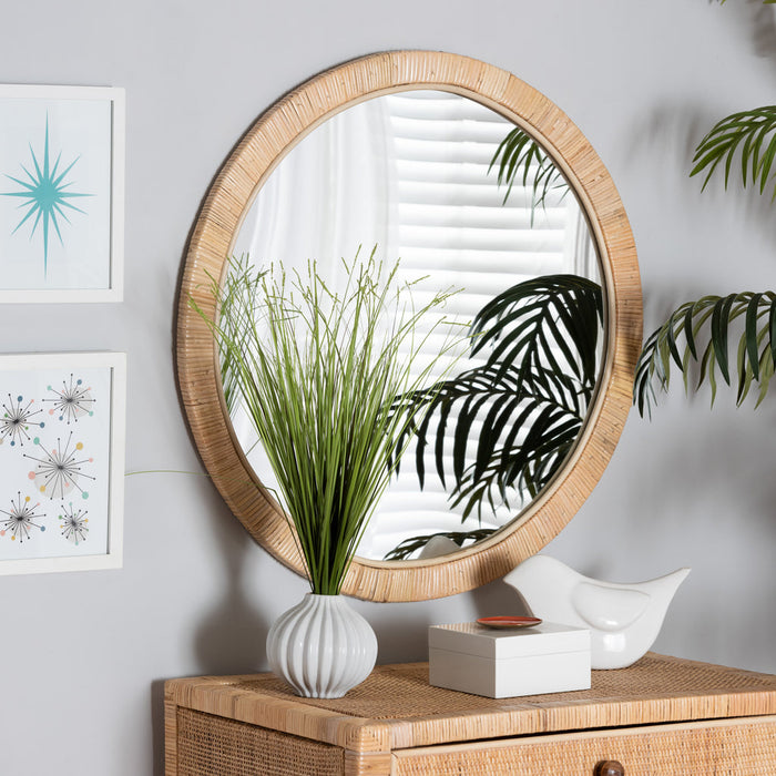 Ella Round Wall Mirror Rattan Accent