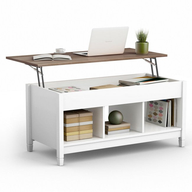 Lift Top Coffee Table with Hidden Storage Compartment/White