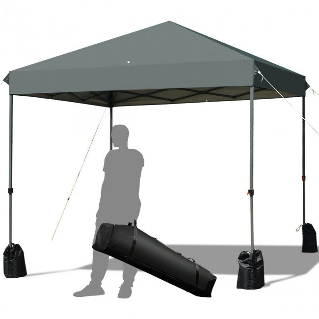 8 x 8 Feet Outdoor Canopy Tent with Roller Bag and Sand Bags/Grey
