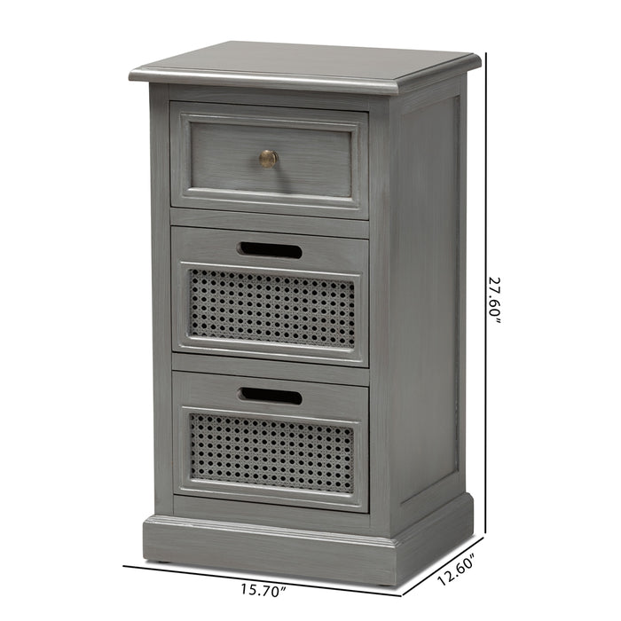 Sheldon Vintage Synthetic Rattan 3 Drawer Nightstand - Cool Stuff & Accessories