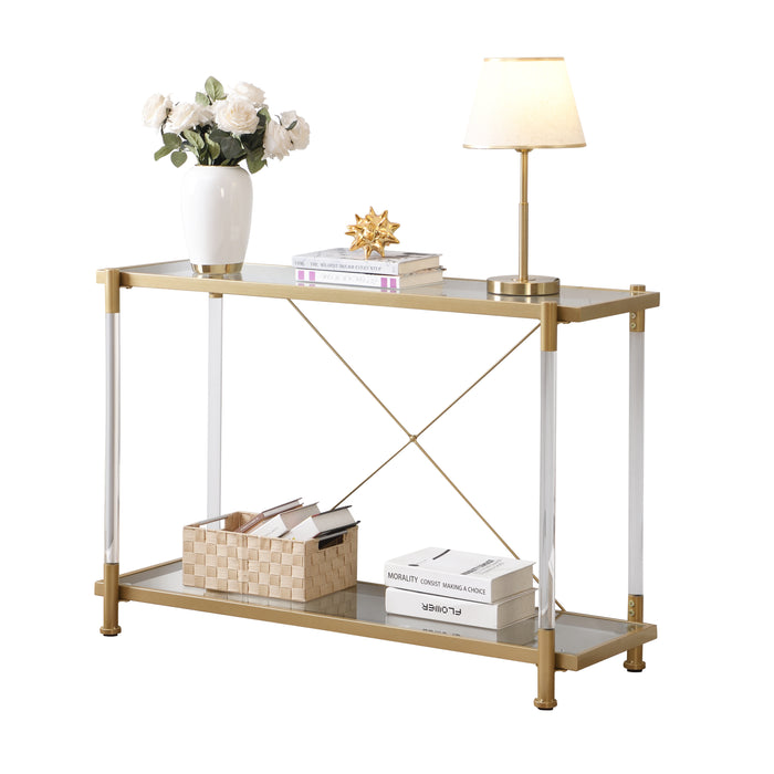 Acrylic Glass Console Table/ Gold