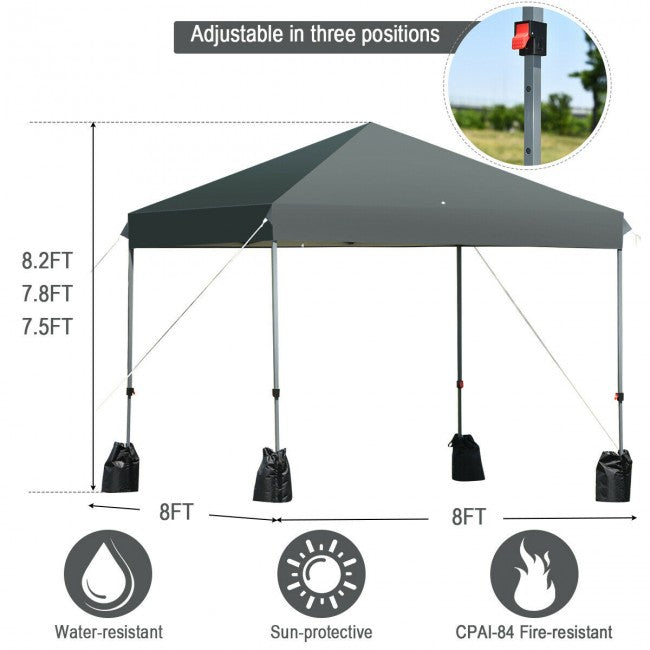 8 x 8 Feet Outdoor Canopy Tent with Roller Bag and Sand Bags/Grey