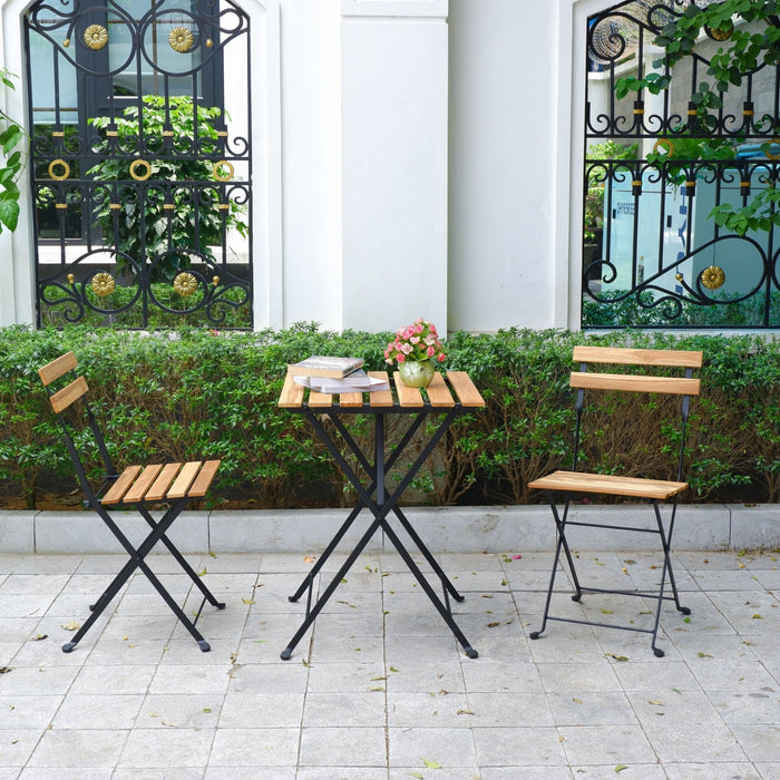 Solid Teak Wood Bistro Set Folding Table And Chair /Navy