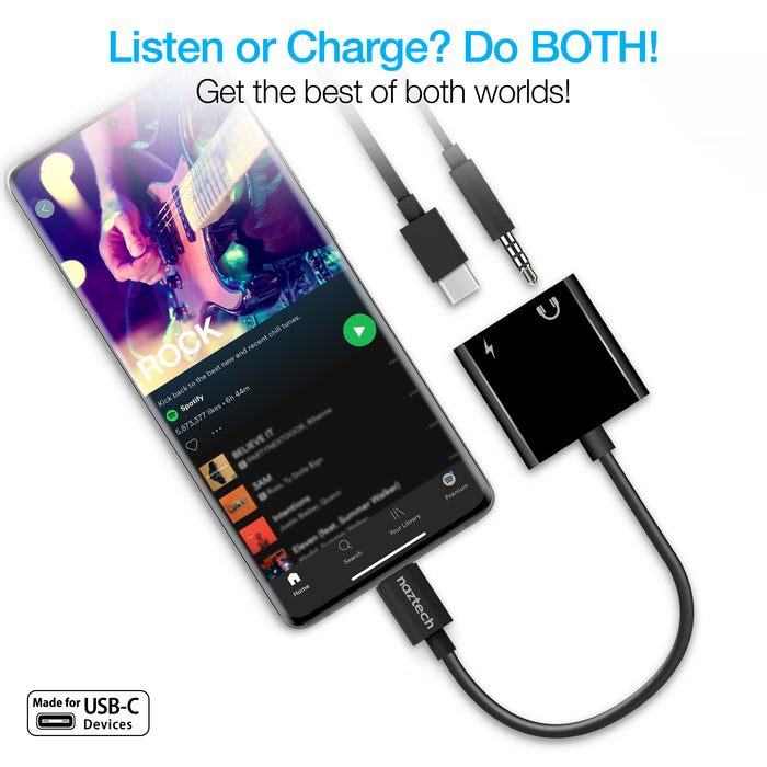 Naztech USB-C & 3.5mm Audio + Charge Adapter - Cool Stuff & Accessories