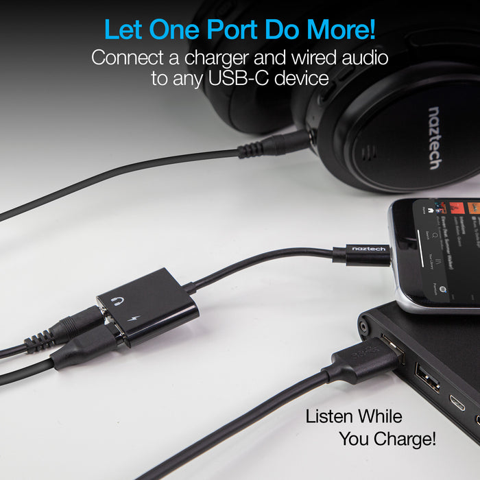 Naztech USB-C & 3.5mm Audio + Charge Adapter - Cool Stuff & Accessories
