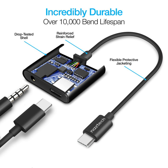 Naztech USB-C & 3.5mm Audio + Charge Adapter - Cool Stuff & Accessories