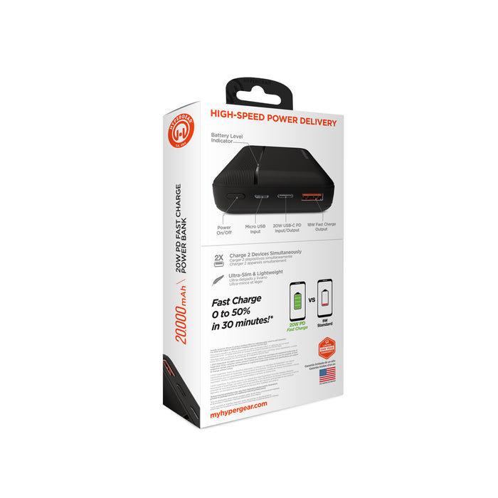 20,000mAh | Fast Charge Power Bank with 20W USB-C PD