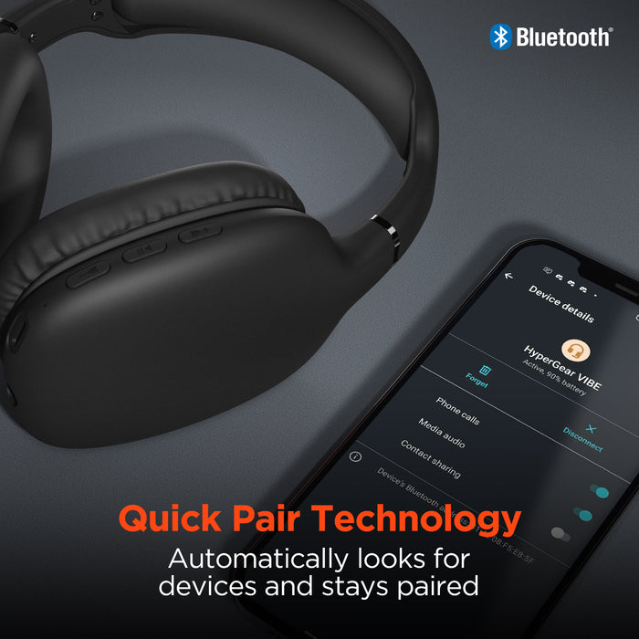 HyperGear VIBE Wireless Headphones Black