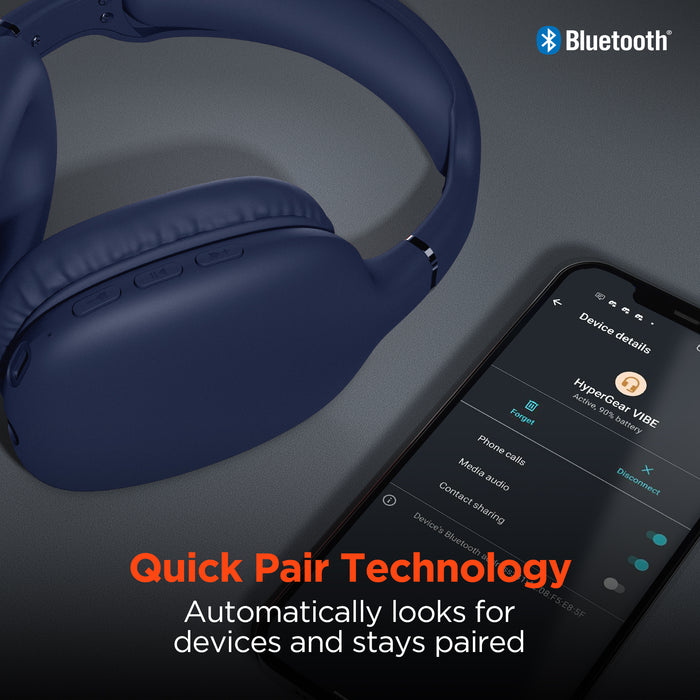 HyperGear VIBE Wireless Headphones Blue