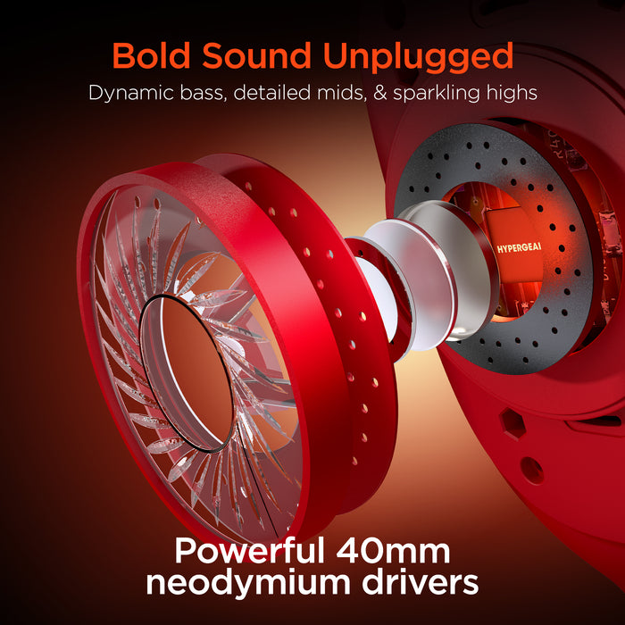 HyperGear VIBE Wireless Headphones Red