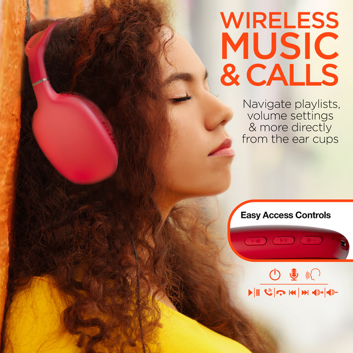 HyperGear VIBE Wireless Headphones Red