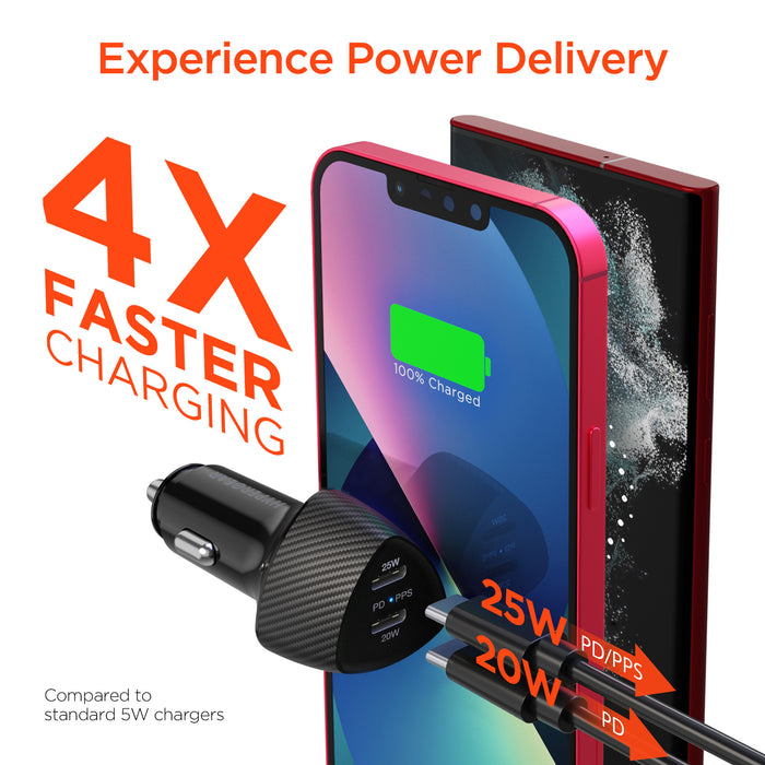 SpeedBoost 25W USB-C PD + 20W USB-C PD Fast Car Charger