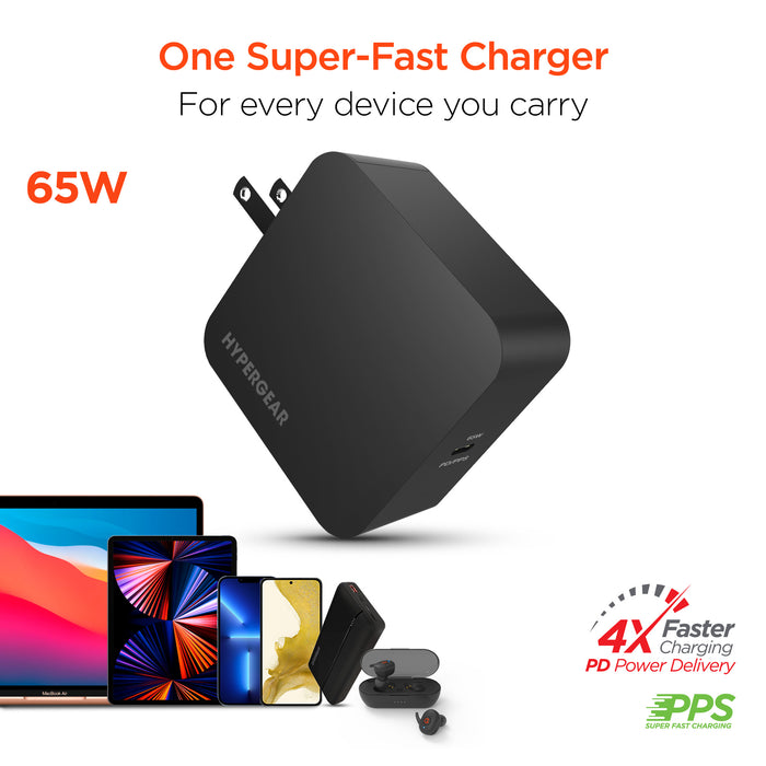 Speed boost 65W USB-C PD Laptop Wall Charger with PPS Fast Charge for iPhone and Android