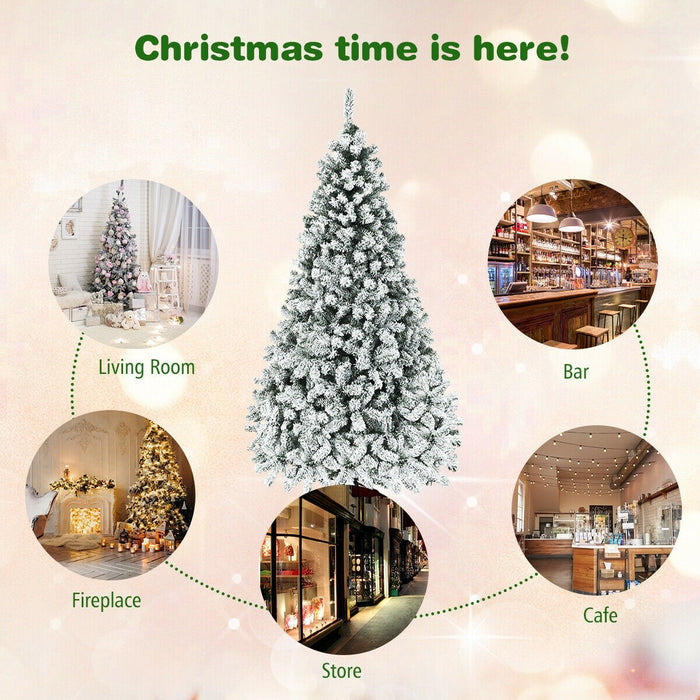 6 Feet Pre Lit Premium Snow Flocked Hinged Artificial Christmas Tree