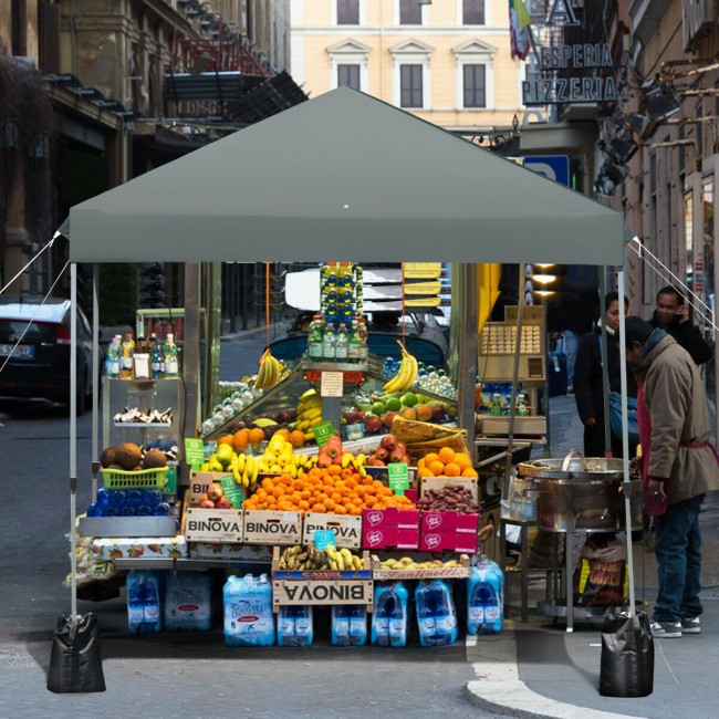 8 x 8 Feet Outdoor Canopy Tent with Roller Bag and Sand Bags/Grey